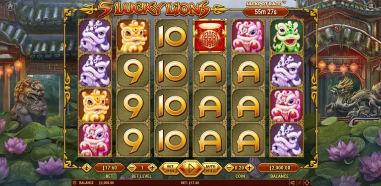 5 Lucky Lions: Perpaduan Singa, Emas, dan Nuansa Oriental