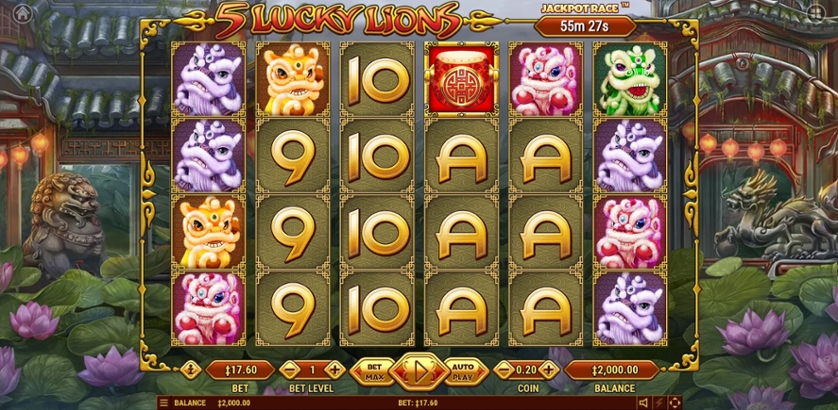 5 Lucky Lions: Perpaduan Singa, Emas, dan Nuansa Oriental